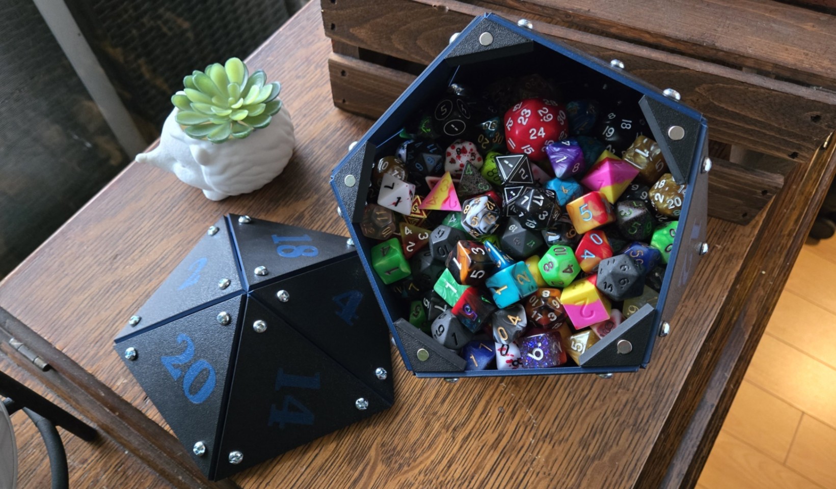 Midnight Blue Dice Vault, open